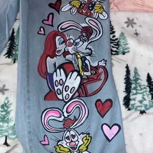Women's Hand Painted Graphic Jeans of Rodger & Jessica Rabbit